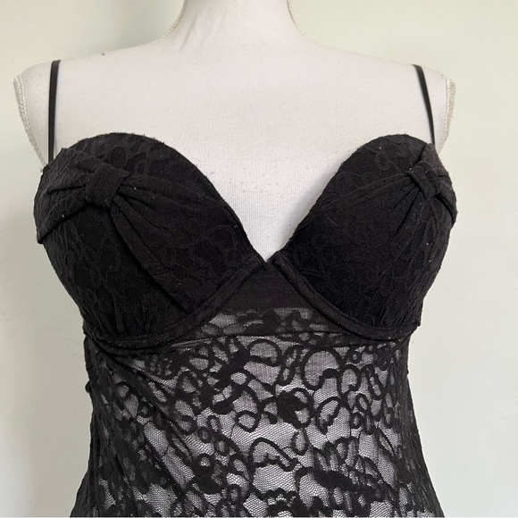 2011 Victoria’s Secret black lace ruffle babydoll lingerie dress. - Picture 2 of 5